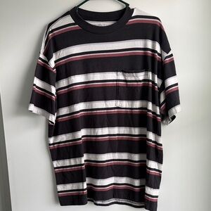Abercrombie & Fitch Black, White, and Red Striped Tee
